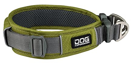 DOG Copenhagen Urban Explorer Collar 2.0 - Padded Dog Collar - Reflective - Comfortable, Hunting Green, Size LXL