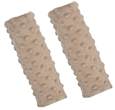 Balbina 2 Stück Gurtpolster Auto, Schulterpolster Erwachsene Kinder, Babyschale einsetzbar als Schoner für Kinderwagen Rucksäcke, Minky-Stoff universal 7 x 21 cm, Beige