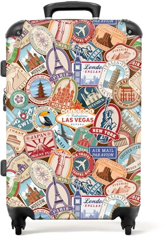 NoBoringSuitcases.com® Handgepäck, Hartschalenkoffer mit TSA Schloss, Trolley, Reisekoffer, Carry on, Rollkoffer, Klein oder Mittelgroß Mehrfarbig