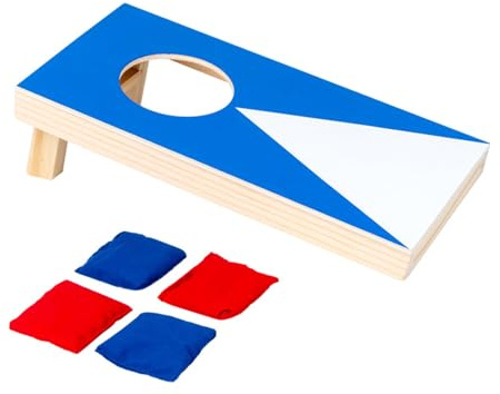 Cornhole Set, Holz, Mini Desktop Cornhole Set, Tragbares Corn Hole Brettspielset, Inklusive Zusammenklappbarem Brett und 4 Taschen für Camping Im Garten, Hinterhof, Strand