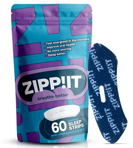 Zippit Muntejp för sömn - 60 st muntejp med optimerad passform - muntejp natt Snarkstopp - Zippit snarkplåster för att tejpa igen munnen på natten