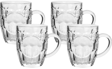 Set di 4 Bicchieri Giarre da Birra con Manico 550ml in Vetro Spesso Resistente per Casa Pub Bar Ristorante - Design Moderno Boccali Stile Bavarese Lavabili in Lavastoviglie Ideali per Feste ed Eventi