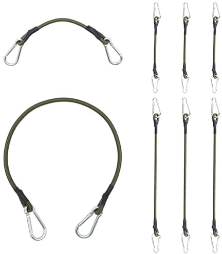 8 Pezzi Corda Elastica con Gancio, 30cm 60cm Corde Elastiche con Gancio, Robuste Cinghie Elastiche con Moschettone, Tenditore Elastico per Campeggio, Bagagli