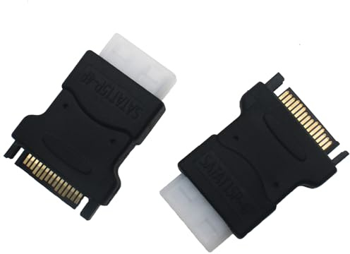 SYCZIOHU 2 PCS IDE 4-Pin Female to SATA 15-Pin Male Adapter for Power HDD, SSD, DVD RW and Hard Drive