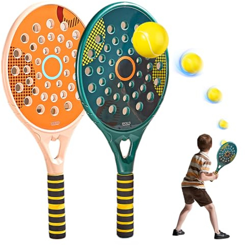 Juego de Raquetas de Tenis, Raqueta de Tenis de Playa Impermeable con Agujero de Aire, 18.1x8.7 Raquetas de paletas con Mango sin Deslizamiento, con Bola de Playa elástica