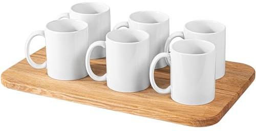 KONZEPT Set di 6 tazze da caffè – 350 ml tazze in porcellana da dipingere, perfette per idee creative fai da te e regali personali, tazze in ceramica bianca