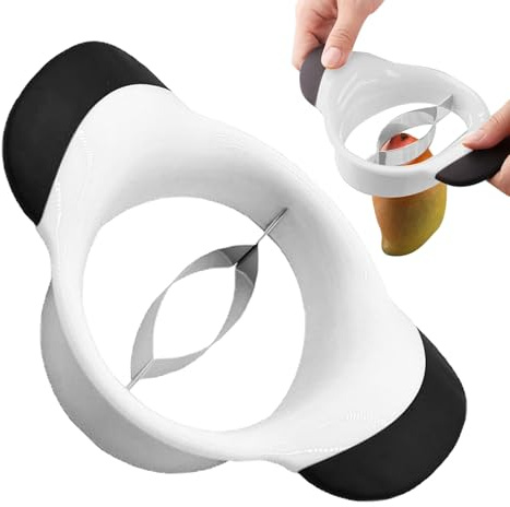 Mangoskärverktyg - fruktskärare i rostfritt stål med kärnextraktor, ergonomiskt handtag, inbyggd skalare, kärnseparator | kökspryl för