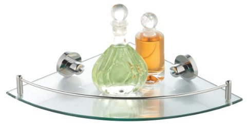 Axentia Napoli Eck-Badablage, Glas, Edelstahloptik, ca. 25 x 5,7 x 25 cm