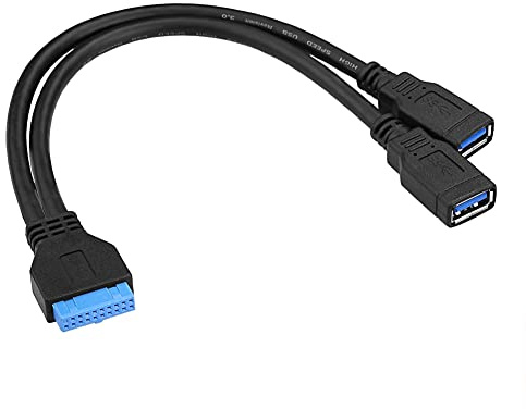 SIENOC Schwarz 20 Pin Header Buchse auf Dual USB 3.0 Typ A BuchseY-Kabel-Blei-Adapter
