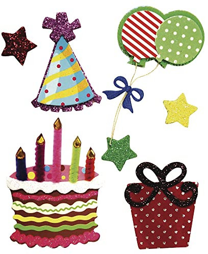 Rayher 58423000 Deko-Sticker: Geburtstag, m. Klebepunkt, SB-Btl 7Stück