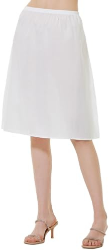 BEAUTELICATE Femme Jupon Lingerie sous-Jupe sous-Robe en 100% Coton Blanc Noir Ivoire Chair Court Mi-Long Fond De Jupe pour Fille Été