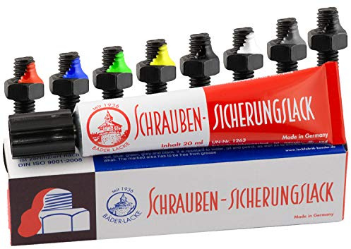SET: Schraubensicherungslack 20 ml. in Tube 1xblau - 1xgrün - 1x orange