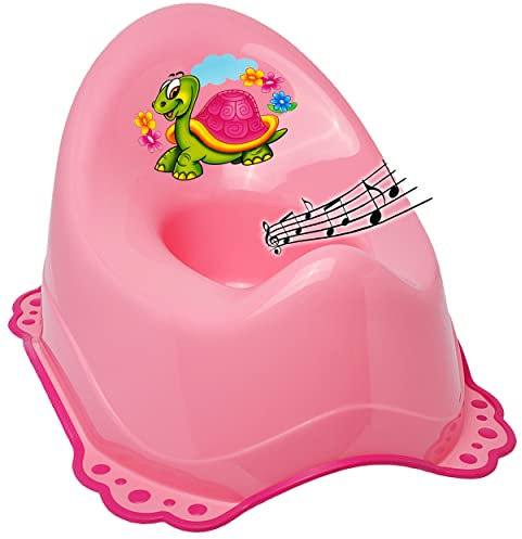alles-meine.de GmbH Musik & Sound - Anti RUTSCH - Töpfchen/Nachttopf/Babytopf - rosa - pink Tiere - Schildkröte & Blumen Bieco - Melody - mit großer Lehne + Spritzschutz ..