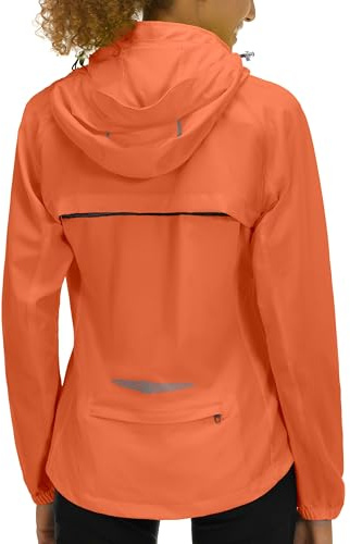 Little Donkey Andy Women's Lightweight Waterproof Cycling Jacket with Removable Sleeves & Hood for Biking Running Golf Orange XL