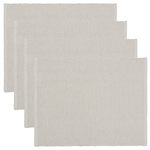 LINUM Uni 4-er Pack Tischsets 35x46 cm, 100% Gerippte Baumwolle, Abwaschbar, Hellgrau