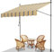 Fiqops Klemmmarkise Balkon 200x120cm Markise Einziehbar aus Polyester, Stahl Höhenverstellbar Markise mit Handkurbel, UV-beständig, Installation ohne Bohren für Balkon Garten Terrasse Gelb Blau