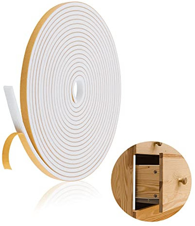 6M Draft Excluder Tape - White Weatherstripping Foam Tape for Window Insulation, Reducing Noise - 6mm(W) x 3mm(T)