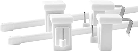 Deco-Raum Vitragestange 2 Stück ausziehbar weiß Länge 100-160 cm mit drehbarem Fensterhaken für Fensterrahmen 10-27mm Scheibenstange oval Gardinenstange ohne bohren