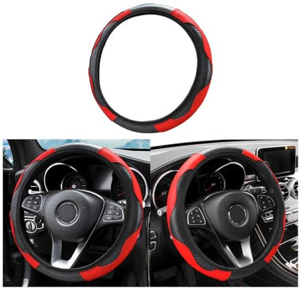 Adunsiaoto Protezione Custodia Volante Auto, Coprivolante per Auto, Custodia Antiscivolo Traspirante Durevole Coprivolante, Durevole, Accessori Auto Interno, per Maggior Parte Autos(Rosso)