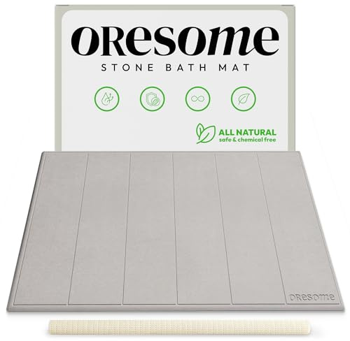 OResome Luxury Quick Dry Stone Bath Mat, Minimalist Easy to Clean Diatomaceous Earth Mat, Super Absorbent Stone Bath Mats for Bathroom and Shower, Water-Absorbing Tapete de Piedra para Baño (1 Pack)
