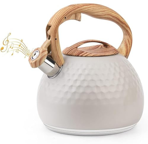 Webao Bouilloire à Induction en Acier Inoxydable - Poignée en Grain de Bois - 2,7 L - Moderne pour Tous Types de Feux - Sifflante pour Thé, Café