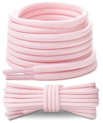 Stepace Round Boot Shoelaces, Outdoor Shoe Laces for Walking Light Pink 140