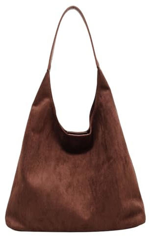 Landrain Slouchy Suede Tote Bag Damen, Groß Wildleder Handtaschen(Braun)