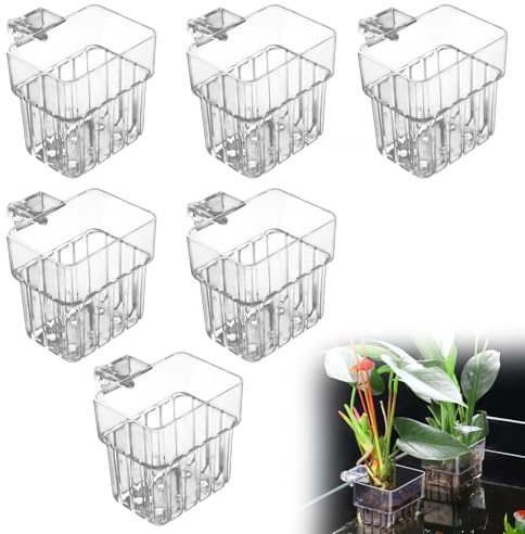 WANDGU 6 Pezzi Supporti per piante d'acquario: Supporti per piante per acquari, Tazze di piante d'acquario sospese trasparenti in acrilico fioriera da appendere