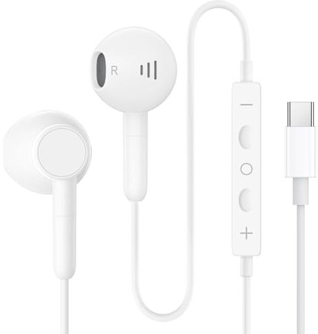 Auriculares USB C con cable USB C, auriculares estéreo de alta fidelidad con micrófono compatibles con Samsung Galaxy S25/S24/S23/S22/S20 Ultra Plus C55 A71, iPhone 16/15 Pro Max, iPad
