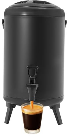 Garbenat Dispensador de bebidas, 10 L, recipiente aislado para bebidas, acero inoxidable, fuente de agua fría y caliente, con grifo, dispensador de bebidas para café, chocolate, té con leche, zumo