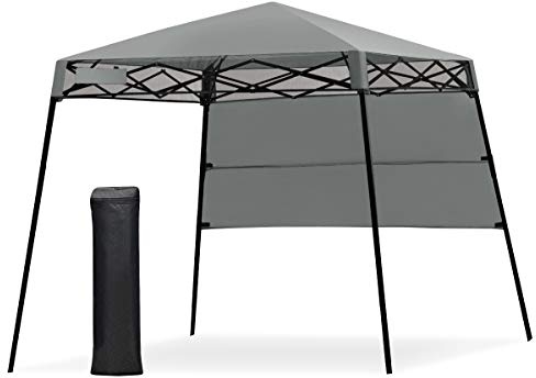 COSTWAY Paviljong 2 x 2 m, vikbar paviljong höjdjusterbar, vattentät och solskydd, festtält, trädgårdstält med väska, trädgårdspaviljong för utomhus, trädgård, fest, camping, grill (grå)
