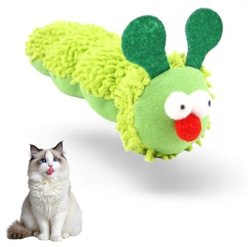 JYNVO Jouet Chat 1 Poupée en Peluche Chenille avec Papiers Craquants et Herbe à Chat - Jouet d'Interaction et d'Occupation pour Chats