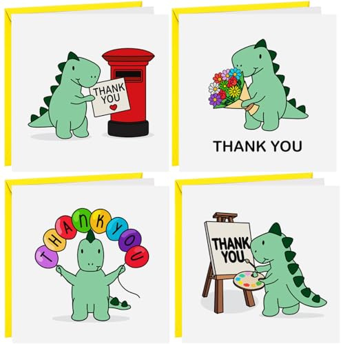 Teacher Thank You Cards Multipack Thankyou Cards Multi Pack of 24 Cute Card’s With Yellow Envelopes For Baby Shower Women Kids Childrens Birthday Christmas