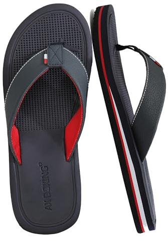 AX BOXING Infradito Uomo Ciabatte Estate Sandali Pelle Antiscivoli Flip Flop Leggeri Comodi Arch Support per Mare Spiaggia Piscina Holiday Outdoor Blu 43
