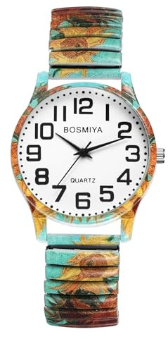 Avaner Armbanduhr Damen Boho Edelstahlarmband: Elastische Damenuhr Arabische Ziffern Gut Lesbares Zifferblatt Wasserfeste Frauenuhren Analog Quarzuhr Geschenke für Frauen Mädchen