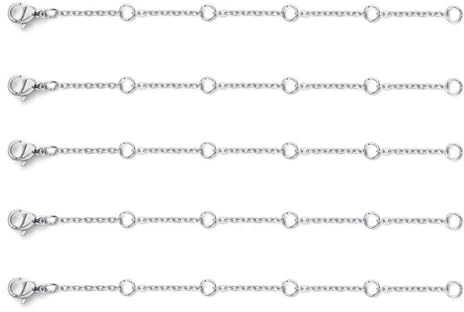 Kedjeförlängare Choker, Halsband Hänge Förlängningskedja Hummerlås Anslutningar Guld och silverfärgad 3-10 cm Paket med 5
