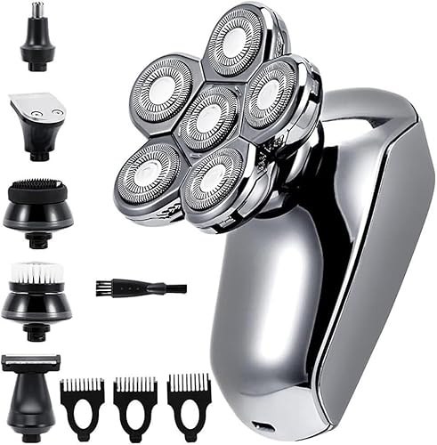 Maquinilla de afeitar eléctrica 5 en 1, recargable por USB, for hombres, afeitadora barba, doble uso, for seco y húmedo