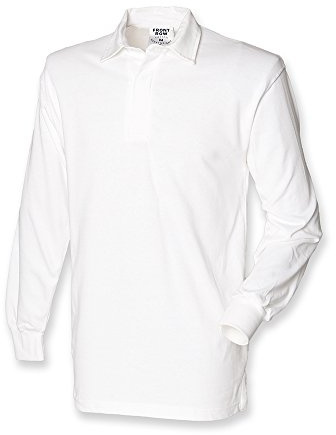 Langärmeliges Original Rugby Shirt für Männer von Front Row Gr. XL, weiß