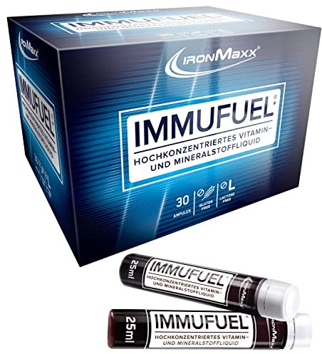 ImmuFuel Trinkampullen - 30 x 25ml Ampullen mit wertvollem Mineralstoff- und Multivitamin Komplex, 1240mg Vitamine und 70mg Mineralstoffe pro Portion