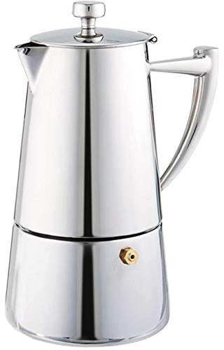 Cuisinox Roma Stovetop Espresso Maker COF-4R, Stainless Steel Coffee Percolator Stovetop, Heat-Resistant & Non-Reactive, 4-Cup Italian Espresso Maker Easy to Clean, Durable Stove Top Percolator