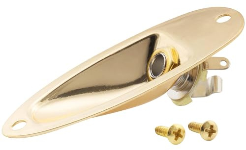 Musiclily 1/4 Inch Boat Style Loaded Guitar Input Jack Socket Plate Output Jack for Fender Stratocaster Strat Electric Guitar, Gold