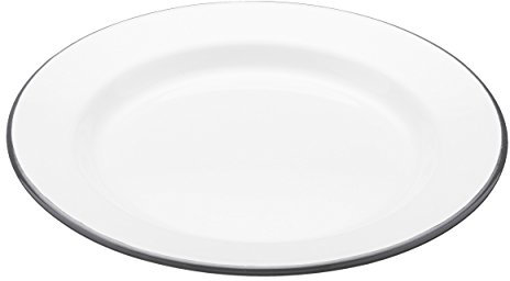 KitchenCraft Living Nostalgia Enamel Breakfast Plate, White/Grey, 24 cm (9.5 inch)