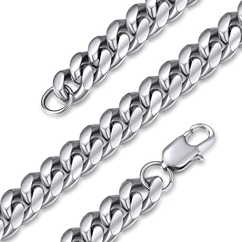 GoldChic JEWELRY Collana uomo acciaio catena a maglie cubane in acciaio inossidabile 316L da 10 mm, gioielli Hip Hop da uomo regalo per papà