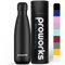 Proworks Edelstahl Trinkflasche | 24 Std. Kalt und 12 Std. Heiß - Premium Vakuum Wasserflasche - Perfekte Isolierflasche für Sport, Laufen, Fahrrad, Yoga, Wandern, Camping - 1 Liter - Ganz Schwarz