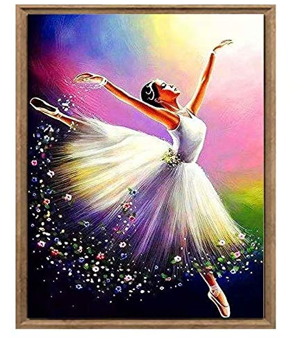 Bimkole 5D Diamond Paintinger Dansande Flicka, Full Borrmålning Gör-det-själv Strass Broderi Set Färg Med Diamantkonst Efter Nummer Kit Korsstygn Hem Vägg Hantverk Dekoration (30 X 40 cm)