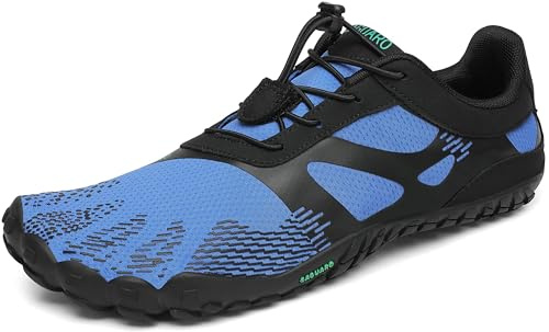 SAGUARO Trail Löparskor Herrar Dam Minimalistiska Skor Halkfria Andningsvattenskor Lätta Barfota Skor för Gym Asfalt Trekking, Blå 46 EU