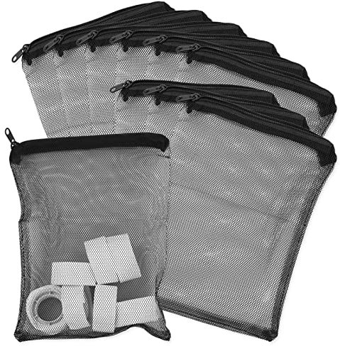 LAMXD Aquarium Filter Bags- Fish Tank Media Mesh Filter Bag High Flow Fine Mesh Net Reusable Bags with plastic Zipper for Fish Tank Bio Balls, Pelletized Carbon -Mesh hole 1mm (10Pcs Black)