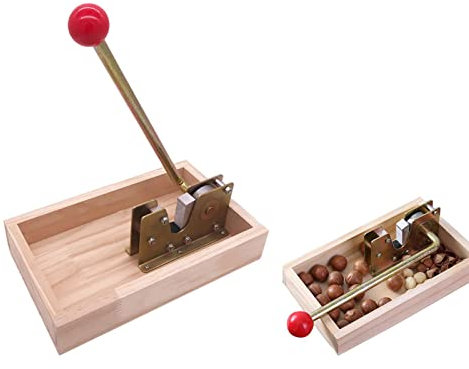 Nussknacker,Walnuss Werkzeugöffner Küche Nussknacker mit Griff Schälmaschine,Die Kieferposition Kann Eingestellt Werden,Nutcracker mit Hebel-Funktion mit Holzsockel(Wood)