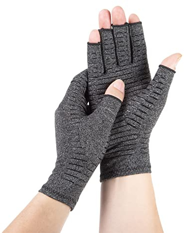 MUSEFITER Los guantes de artritis comprimen los dedos sin dedos para aliviar la artritis, reumatoide, hinchazón de las articulaciones, artrosis, dolor de muñeca, apoyo diario, ejercicio