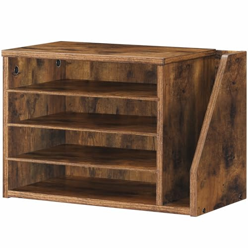HOOBRO Holzwerkstoff Schreibtisch Organizer, Dokumentenablage, Aktenablage, Briefablage, Schreibtischorganizer, Büroaufbewahrung für Akten, Post, Umschläge, Zeitschriften, Vintagebraun EFG41WF01